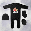 Lazy Quotes Jumpsuit with Cap, Mittens and Booties Romper Set for Baby Boy - KidsFashionVilla