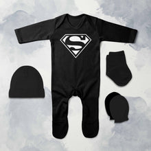 Load image into Gallery viewer, Iconic Superhero Cartoon Jumpsuit with Cap, Mittens and Booties Romper Set for Baby Boy - KidsFashionVilla

