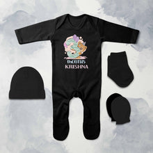 Load image into Gallery viewer, 3 Month Birthday Teddy Design Jumpsuit with Cap, Mittens and Booties Romper Set for Baby Boy - KidsFashionVilla
