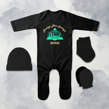 Load image into Gallery viewer, IPL Gujarat Titans Jeetega Bhai Jeetega GT Jeetega Jumpsuit with Cap, Mittens and Booties Romper Set for Baby Boy - KidsFashionVilla
