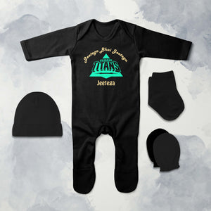 IPL Gujarat Titans Jeetega Bhai Jeetega GT Jeetega Jumpsuit with Cap, Mittens and Booties Romper Set for Baby Boy - KidsFashionVilla