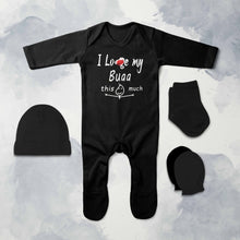 Load image into Gallery viewer, I Love My Bua Jumpsuit with Cap, Mittens and Booties Romper Set for Baby Boy - KidsFashionVilla
