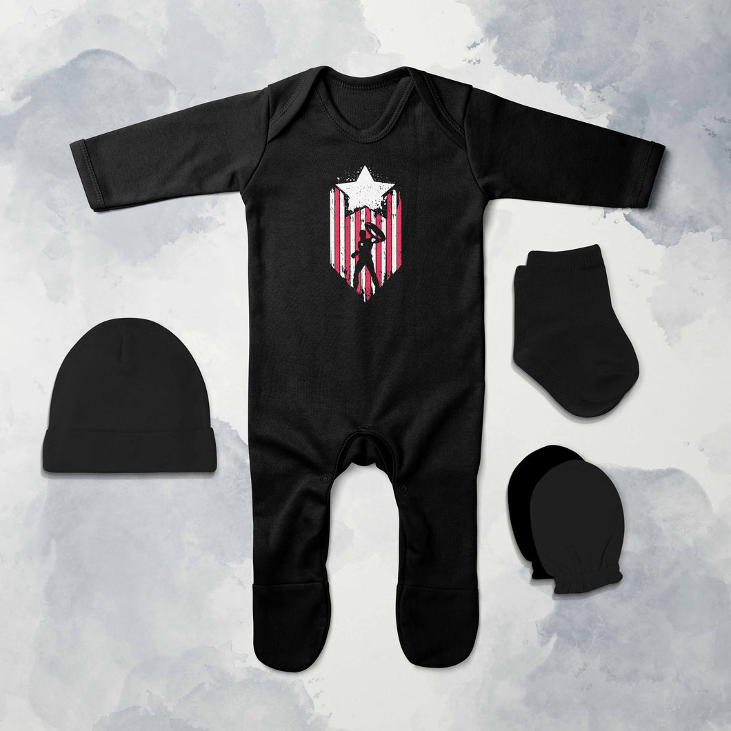 Captain America Web Series Jumpsuit with Cap, Mittens and Booties Romper Set for Baby Boy - KidsFashionVilla