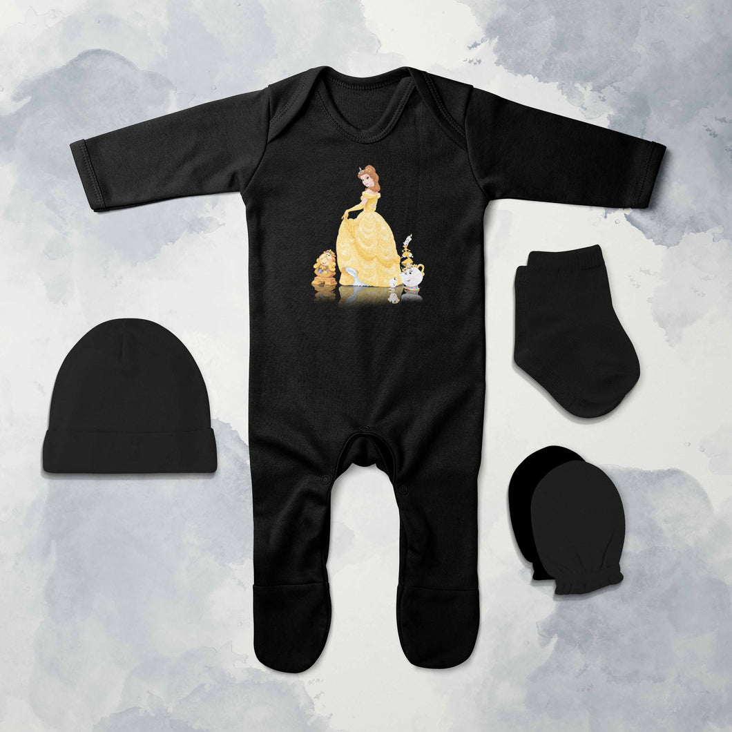 Adorable Princess Cartoon Jumpsuit with Cap, Mittens and Booties Romper Set for Baby Boy - KidsFashionVilla