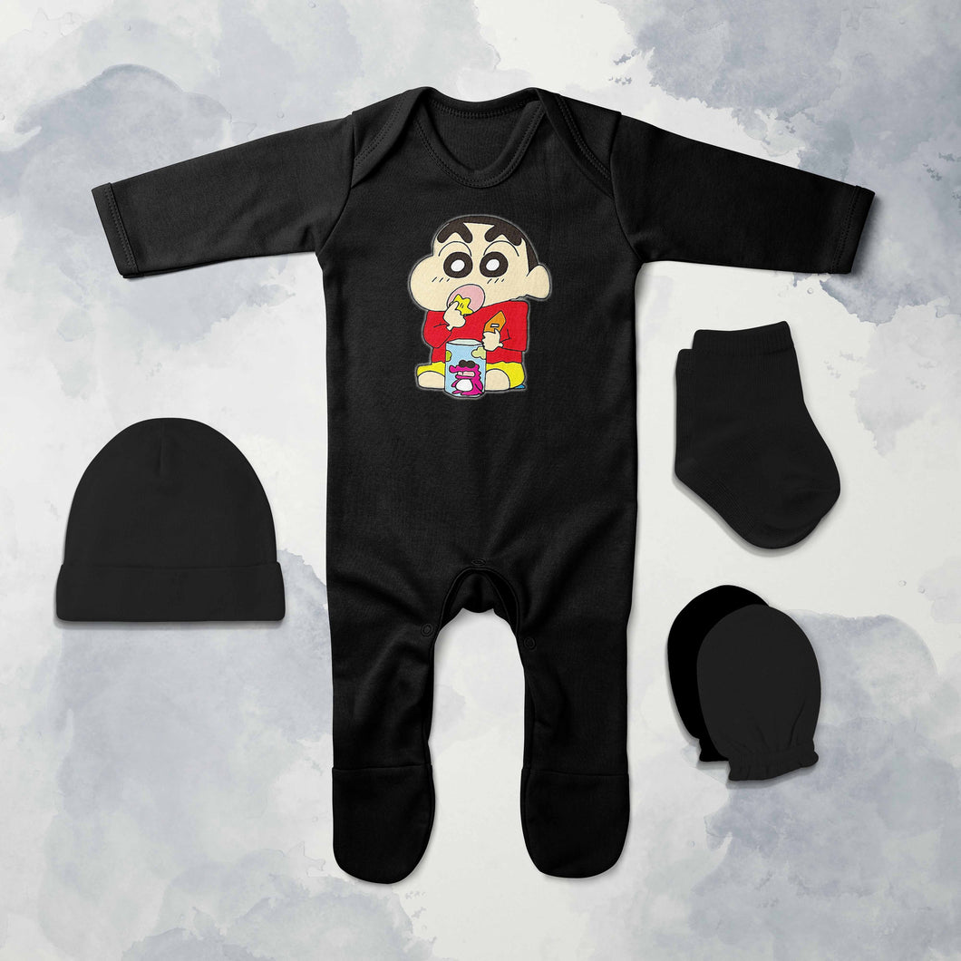 Innocent Cartoon Jumpsuit with Cap, Mittens and Booties Romper Set for Baby Boy - KidsFashionVilla