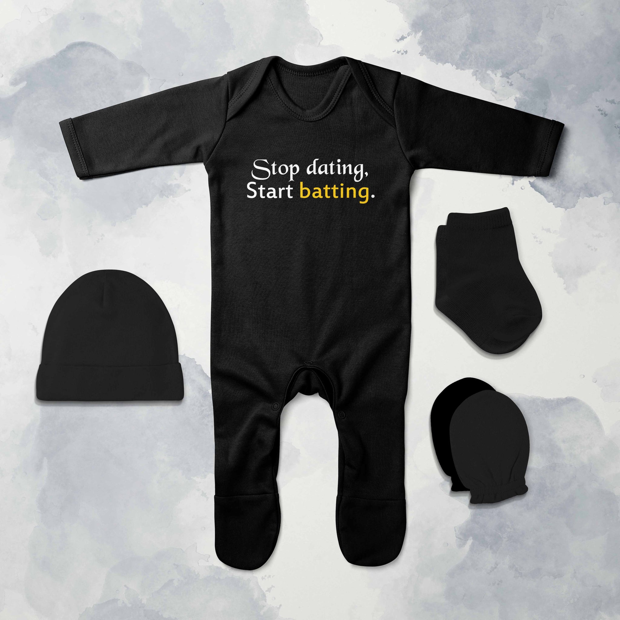 Cute Cartoons Quotes Jumpsuit with Cap, Mittens and Booties Romper Set –  KidsFashionVilla