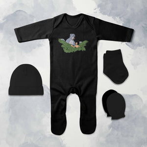 Very Famous Cartoon Jumpsuit with Cap, Mittens and Booties Romper Set for Baby Boy - KidsFashionVilla