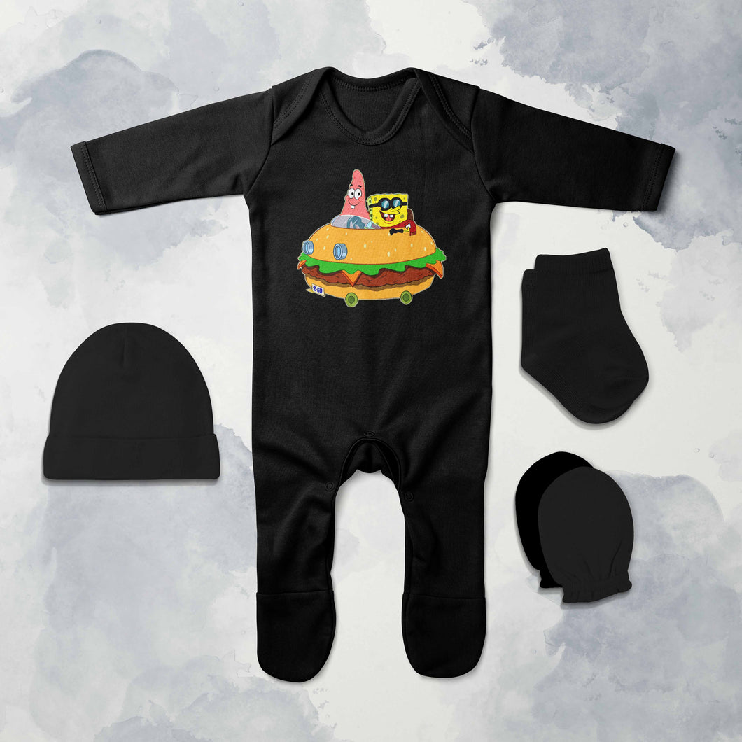 Super Funny Cartoon Jumpsuit with Cap, Mittens and Booties Romper Set for Baby Boy - KidsFashionVilla