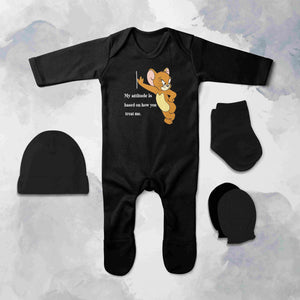 Attitude Shows Cute Jerry Quotes Jumpsuit with Cap, Mittens and Booties Romper Set for Baby Boy - KidsFashionVilla