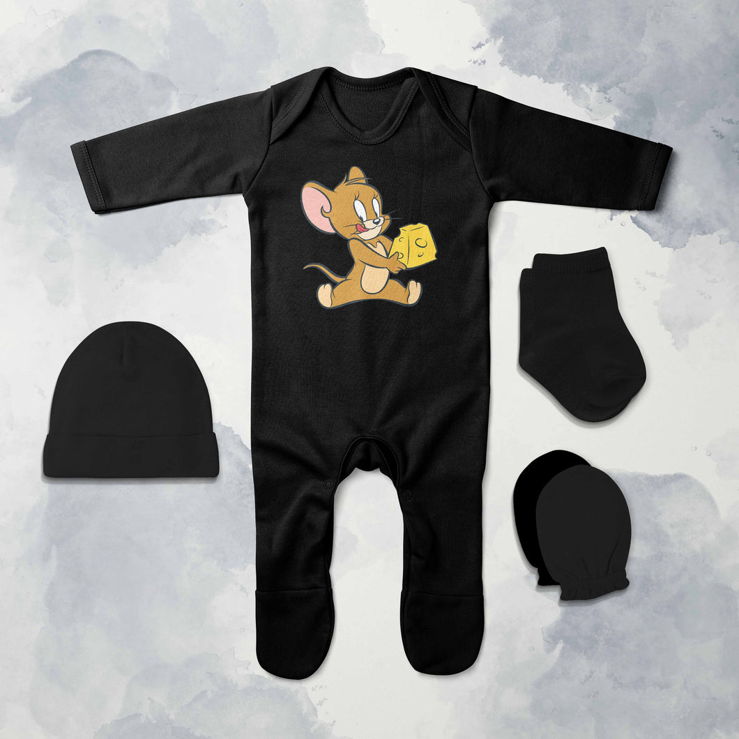 Cute Cartoon Jumpsuit with Cap, Mittens and Booties Romper Set for Baby Boy - KidsFashionVilla