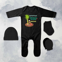 Load image into Gallery viewer, Custom Name My First Pongal With Mommy And Daddy Jumpsuit with Cap, Mittens and Booties Romper Set for Baby Girl - KidsFashionVilla

