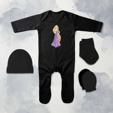 Load image into Gallery viewer, Beautiful Princess Cartoon Jumpsuit with Cap, Mittens and Booties Romper Set for Baby Girl - KidsFashionVilla
