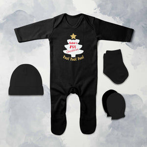 Hoho Christmas Jumpsuit with Cap, Mittens and Booties Romper Set for Baby Boy - KidsFashionVilla