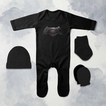 Load image into Gallery viewer, Smart Superhero Cartoon Jumpsuit with Cap, Mittens and Booties Romper Set for Baby Boy - KidsFashionVilla
