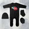 Smokey lips Minimal Jumpsuit with Cap, Mittens and Booties Romper Set for Baby Boy - KidsFashionVilla