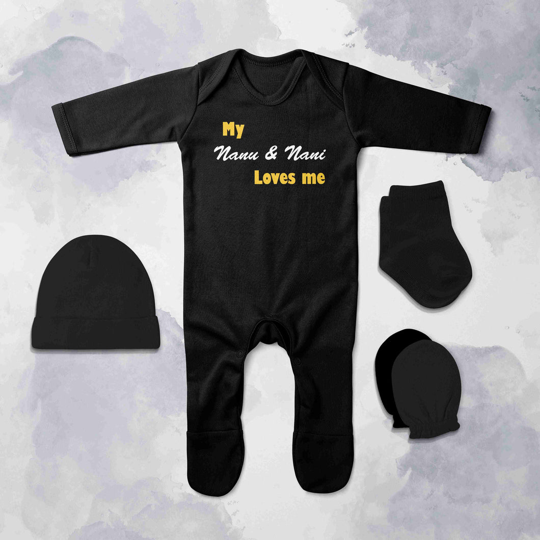 My Nanu Nani Loves Me Jumpsuit with Cap, Mittens and Booties Romper Set for Baby Boy - KidsFashionVilla