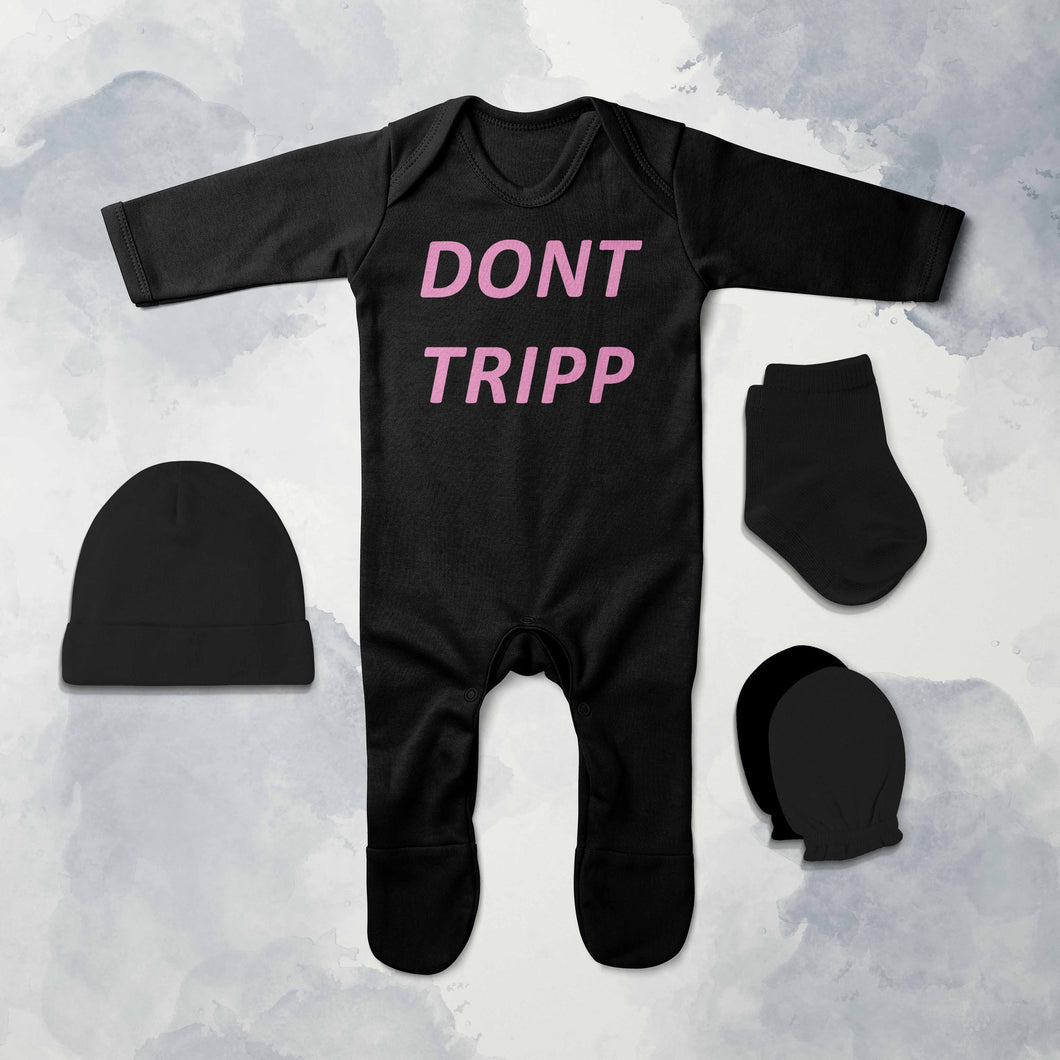 Dont Tripp Minimal Jumpsuit with Cap, Mittens and Booties Romper Set for Baby Boy - KidsFashionVilla