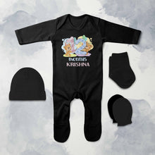 Load image into Gallery viewer, 12 Month Birthday Teddy Design Jumpsuit with Cap, Mittens and Booties Romper Set for Baby Boy - KidsFashionVilla
