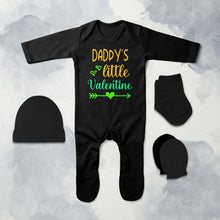 Load image into Gallery viewer, Sorry Boys Daddy Is My Valentine Jumpsuit with Cap, Mittens and Booties Romper Set for Baby Girl - KidsFashionVilla
