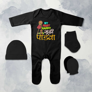 My First Gudipadwa Jumpsuit with Cap, Mittens and Booties Romper Set for Baby Boy - KidsFashionVilla