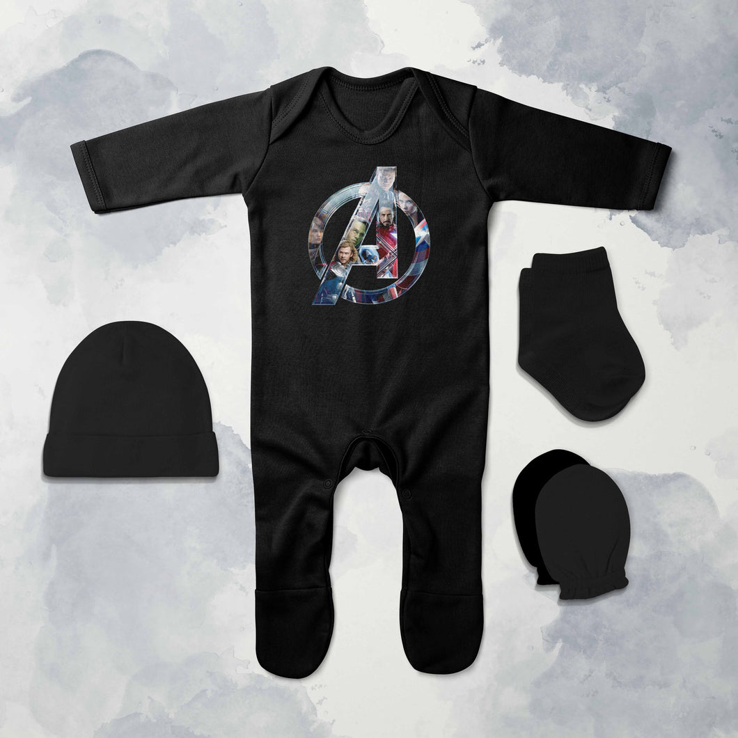 Superhero Cartoon Jumpsuit with Cap, Mittens and Booties Romper Set for Baby Boy - KidsFashionVilla