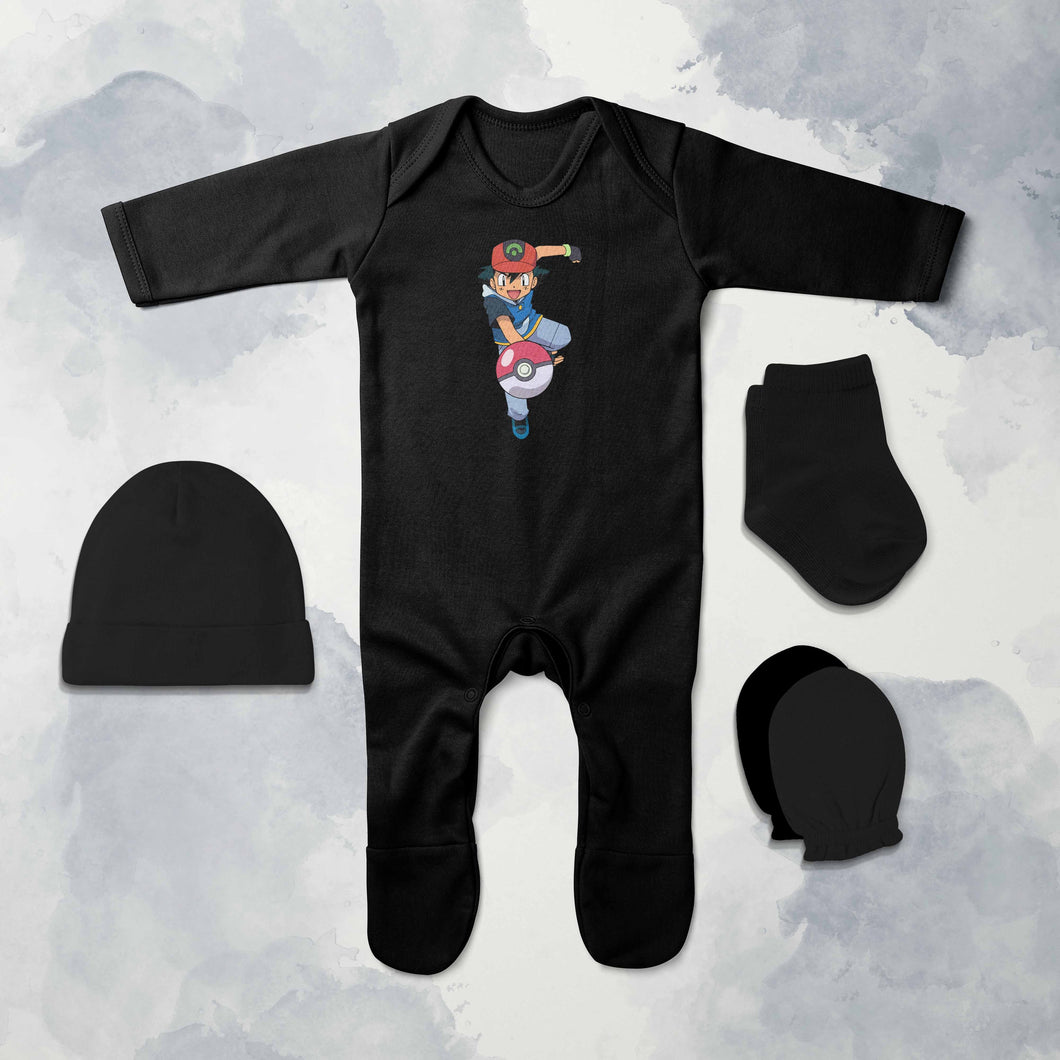Famous Hero Cartoon Jumpsuit with Cap, Mittens and Booties Romper Set for Baby Boy - KidsFashionVilla