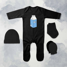 Load image into Gallery viewer, Milk Minimal Jumpsuit with Cap, Mittens and Booties Romper Set for Baby Boy - KidsFashionVilla
