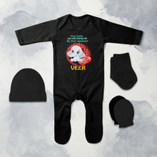 Load image into Gallery viewer, Custom Name Daddy Always Be My First Valentine Jumpsuit with Cap, Mittens and Booties Romper Set for Baby Boy - KidsFashionVilla
