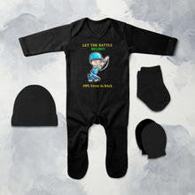 Load image into Gallery viewer, IPL Fever Is Back Jumpsuit with Cap, Mittens and Booties Romper Set for Baby Boy - KidsFashionVilla
