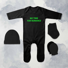 Load image into Gallery viewer, No Time For Romance Minimal Jumpsuit with Cap, Mittens and Booties Romper Set for Baby Boy - KidsFashionVilla
