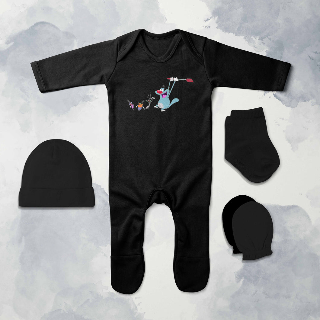 Most Funny Cartoon Jumpsuit with Cap, Mittens and Booties Romper Set for Baby Boy - KidsFashionVilla