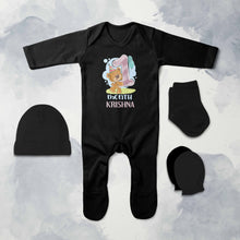 Load image into Gallery viewer, 1 Month Birthday Teddy Design Jumpsuit with Cap, Mittens and Booties Romper Set for Baby Boy - KidsFashionVilla
