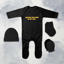 Load image into Gallery viewer, Having The Time Of My Life Minimal Jumpsuit with Cap, Mittens and Booties Romper Set for Baby Boy - KidsFashionVilla

