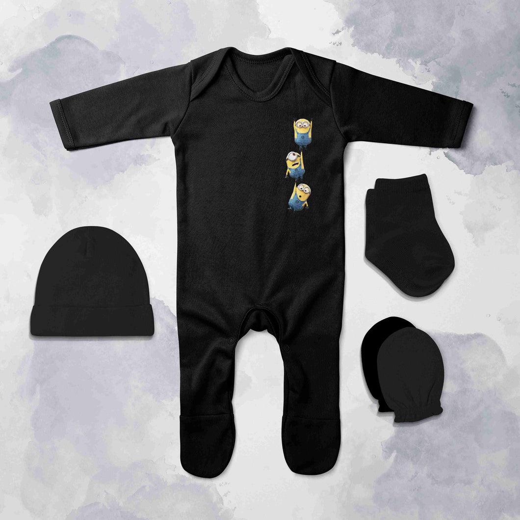 Cute Cartoons Quotes Jumpsuit with Cap, Mittens and Booties Romper Set for Baby Boy - KidsFashionVilla