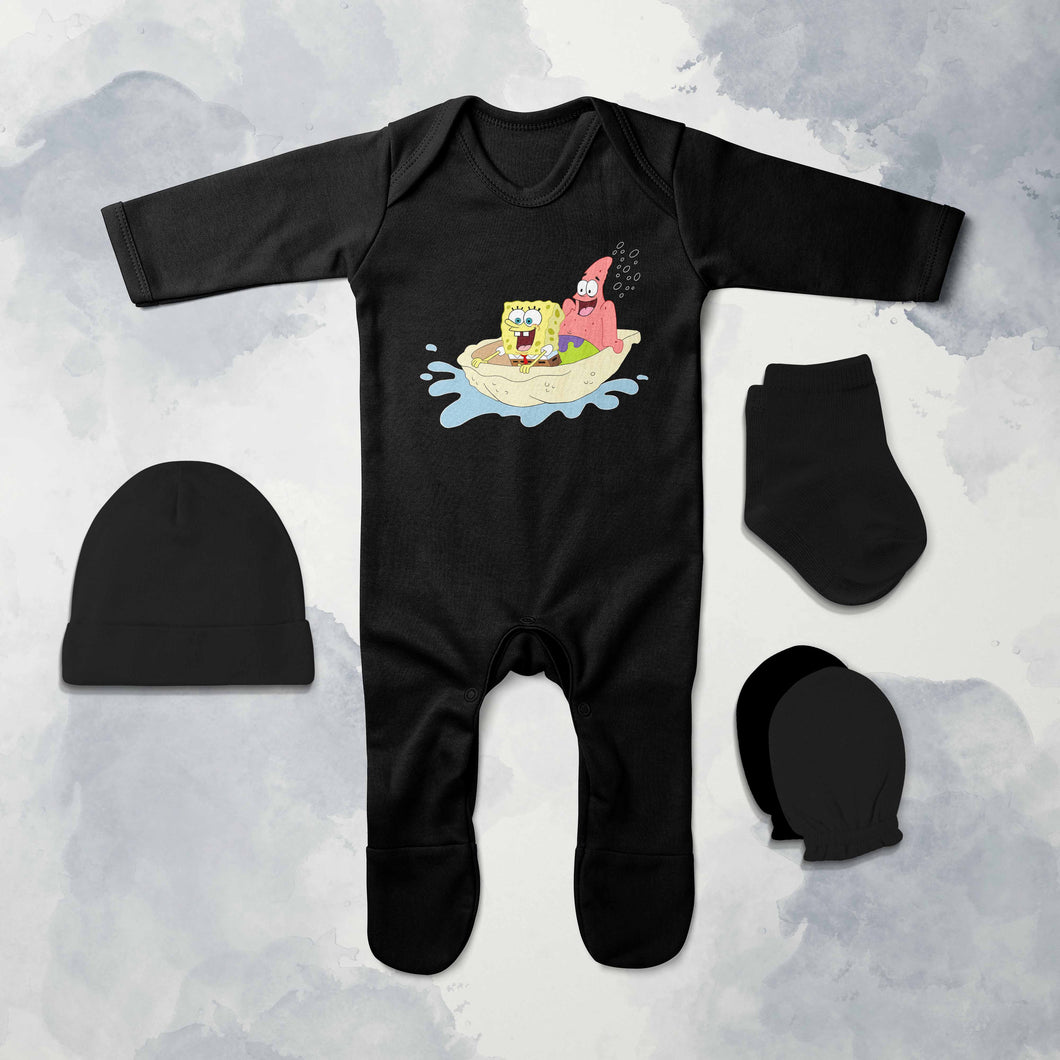 Simple Friends Cartoon Jumpsuit with Cap, Mittens and Booties Romper Set for Baby Boy - KidsFashionVilla