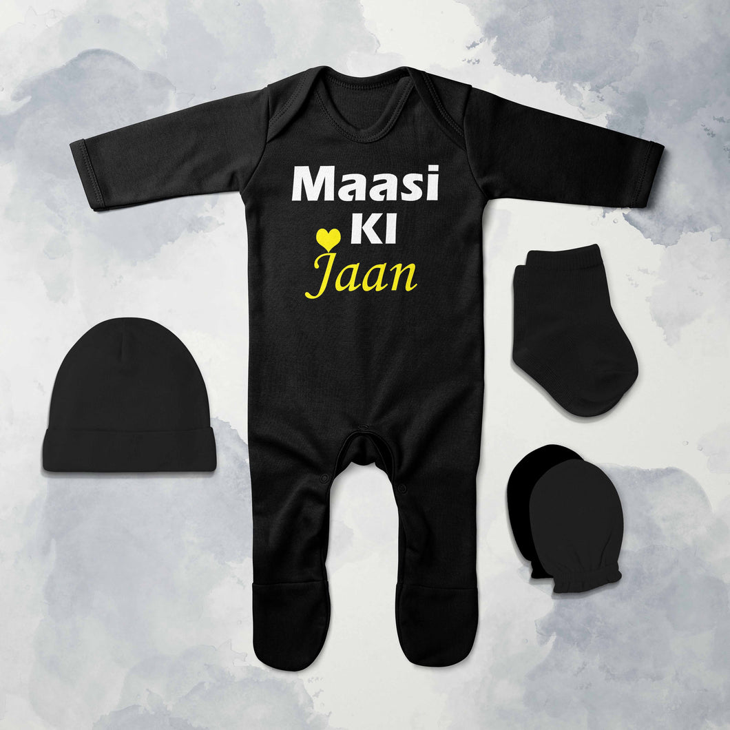 Maasi Ki Jaan Jumpsuit with Cap, Mittens and Booties Romper Set for Baby Boy - KidsFashionVilla