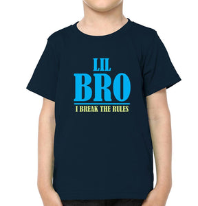 Big Bro Make The Rules Lil Bro break The Rules Brother-Brother Kids Half Sleeves T-Shirts -KidsFashionVilla
