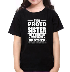 I'M Proud Brother Sister Brother-Sister Kid Half Sleeves T-Shirts -KidsFashionVilla