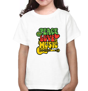 Peace Love Music Family Half Sleeves T-Shirts-KidsFashionVilla