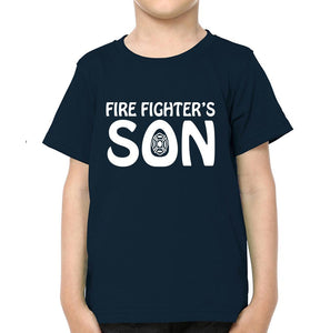Fire Fighter's Mom Fire Fighter's Son Mother and Son Matching T-Shirt- KidsFashionVilla