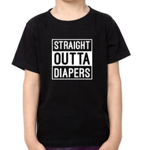 Load image into Gallery viewer, Straight outta Diapers Brother-Brother Kids Half Sleeves T-Shirts -KidsFashionVilla
