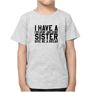 Awesome Sister Brother-Sister Kid Half Sleeves T-Shirts -KidsFashionVilla