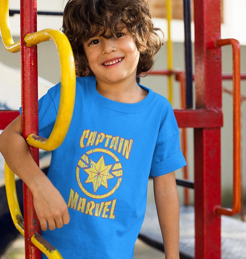 Captain Marvel Logo Half Sleeves T-Shirt for Boy-KidsFashionVilla