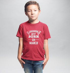 Legends are Born in March Half Sleeves T-Shirt for Boy-KidsFashionVilla