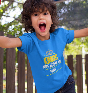 Kings Are Born In May Half Sleeves T-Shirt for Boys and Kids-KidsFashionVilla