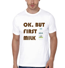 Load image into Gallery viewer, Ok But First Coffee Ok But First Milk Father and Son Matching T-Shirt- KidsFashionVilla
