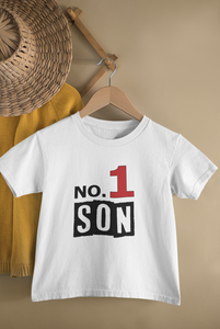 No 1 Son Mother And Son White Matching T-Shirt- KidsFashionVilla