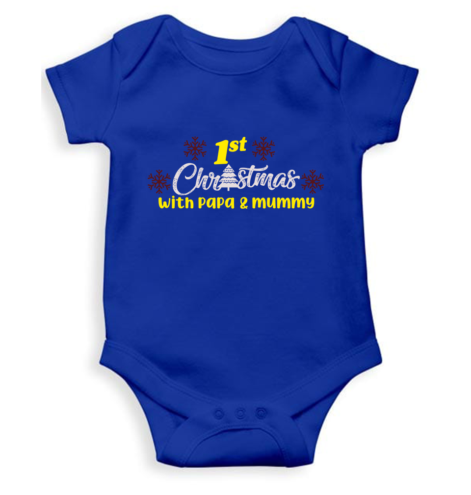 First Christmas With Papa and Mummy Christmas Rompers for Baby Boy- KidsFashionVilla