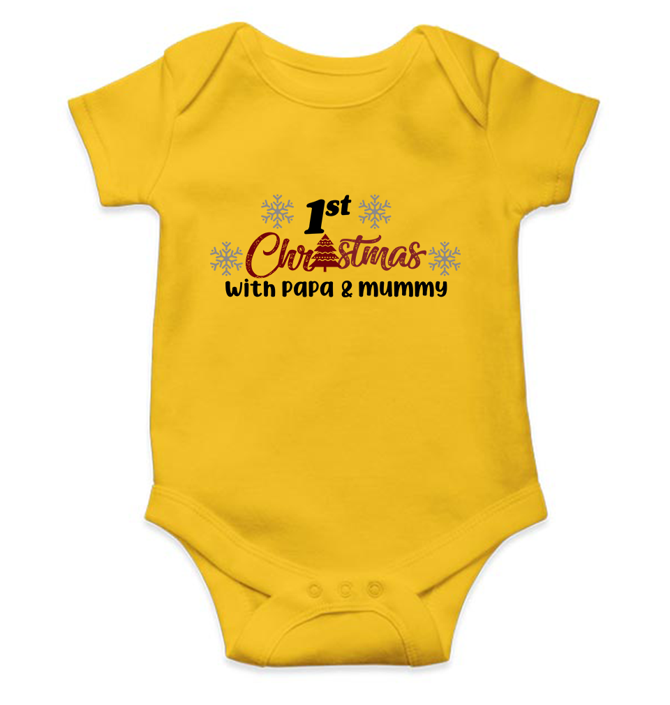 First Christmas With Papa and Mummy Christmas Rompers for Baby Boy- KidsFashionVilla