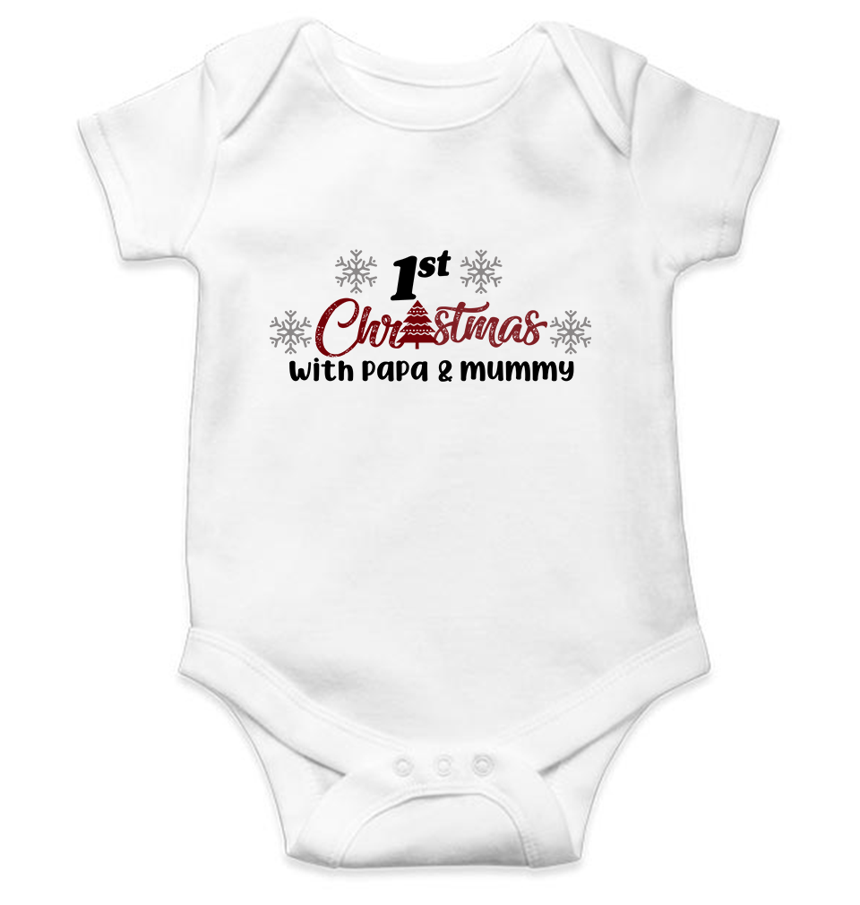 First Christmas With Papa and Mummy Christmas Rompers for Baby Boy- KidsFashionVilla